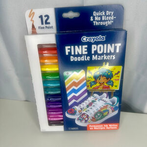 Crayola 12 Count Fine Point Doodle Markers Multicolor Permanent Ink Set